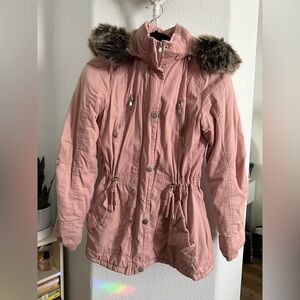 Pink Fur-Trimmed Parka Small